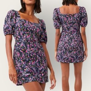 NEW French Connection Flores Whisper Puff Sleeve Floral Minidress Size 2 XXS
